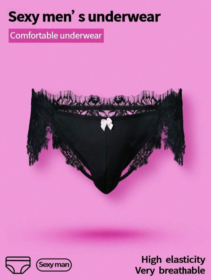 Black lace brief with sheer comfort